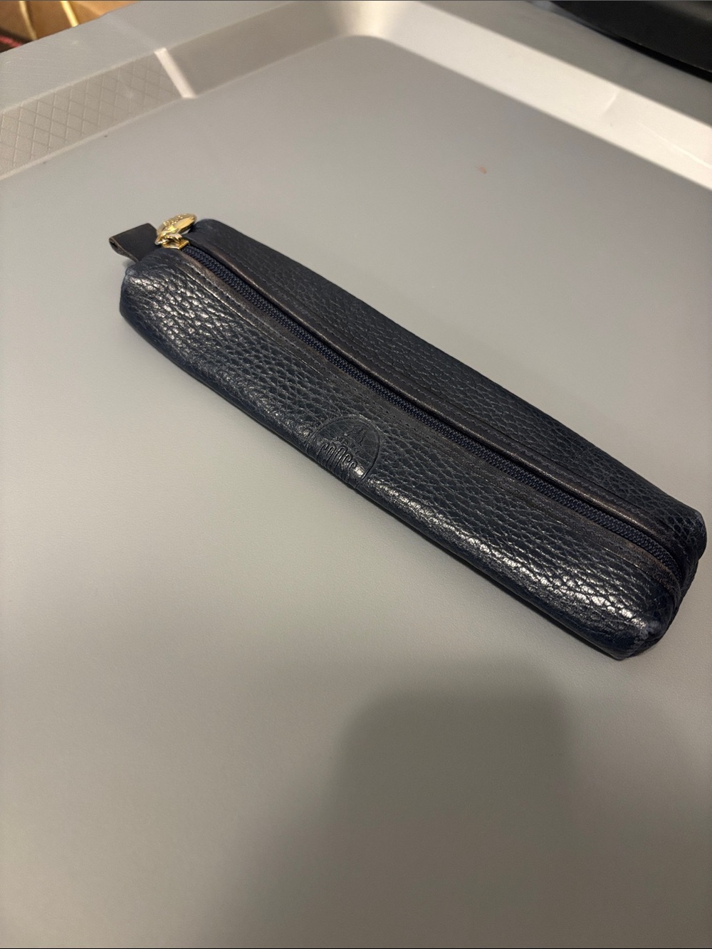 Pebbled Leather Travel Dopp Kit - Navy